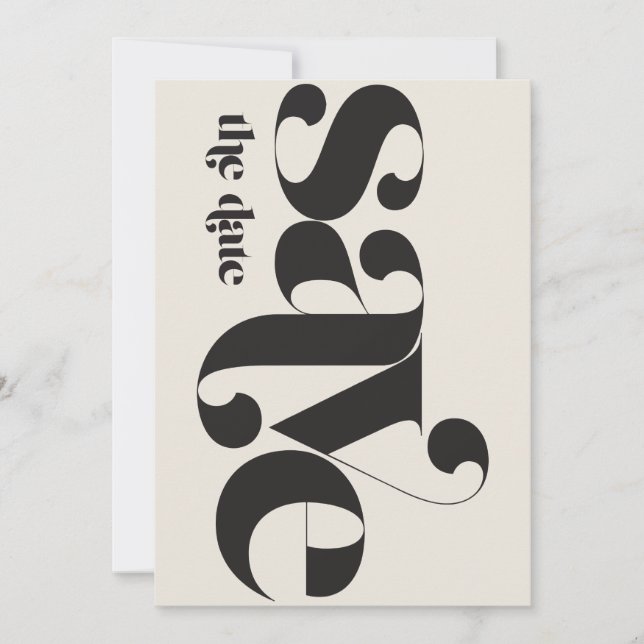 Minimalistiskt fotosvart Cream Spara Datumet (Framsida)