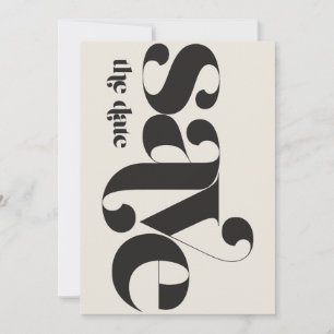 Minimalistiskt fotosvart Cream Spara Datumet