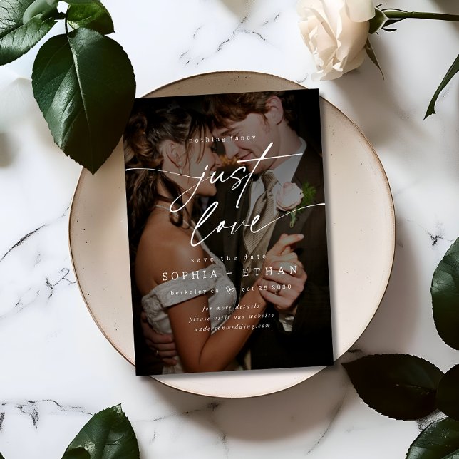 Minimalistiskt fotoutlägg för Finare just Kärlek Spara Datumet (Skapare uppladdad)