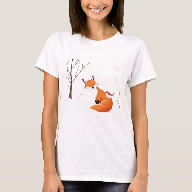 Minimalistiskt fox-fågeldjur på frid jord t shirt (Framsida)