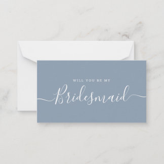 Minimalistiskt Frieri av Dusty Blue Bridesmaid Anteckningskort
