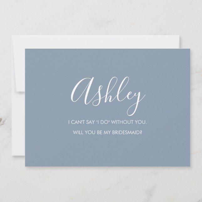 Minimalistiskt Frieri av Dusty Blue Bridesmaid-kor Inbjudningar (Baksida)