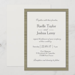 Minimalistiskt fryst oliv grönt grått rand bröllop inbjudningar