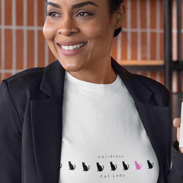 Minimalistiskt funny, barnfri katt Dam T Shirt (Skapare uppladdad)