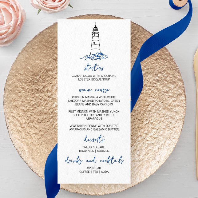 Minimalistiskt fyr Bröllop Menu Meny (Skapare uppladdad)