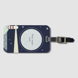 Minimalistiskt fyr med måne och stjärnor bagagebricka