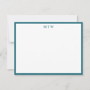 Minimalistiskt fyrkantsraster Gräns Monogram Anteckningskort