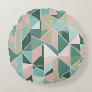 Minimalistiskt geometriskt mönster i pastel färg rund kudde