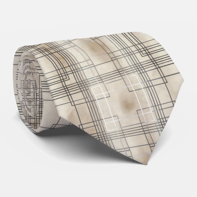 Minimalistiskt geometriskt rutnätmönster slips (Rullad)
