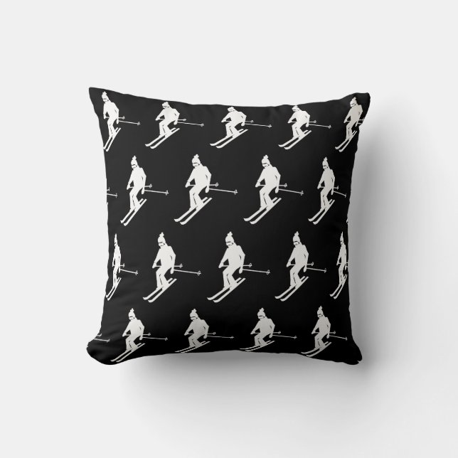 Minimalistiskt geometriskt skiffer Winter Black Wh Kudde (Framsida)