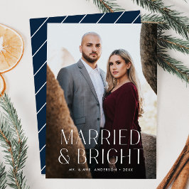 Minimalistiskt Gift och Ljust Marinblått Foto Julkort