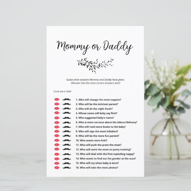 Minimalistiskt Gissa vem som sa det Mamma eller Pa (Stående Fram)