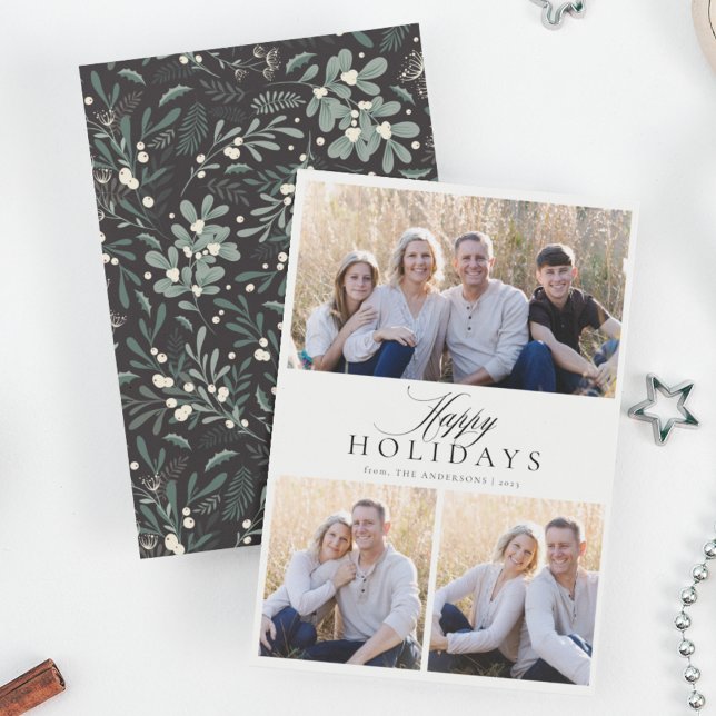 Minimalistiskt Glad helg 3-foto Julkort (Skapare uppladdad)