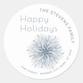 Minimalistiskt Glad helg för vattenfärgssnowflake Runt Klistermärke