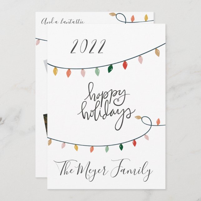 Minimalistiskt Glad helg jul Ljus 4 Foto Julkort (Fram/baksida)