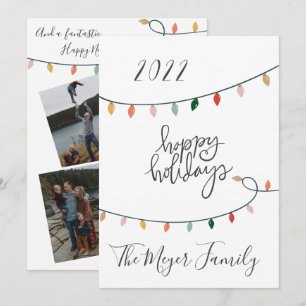 Minimalistiskt Glad helg jul Ljus 4 Foto Julkort