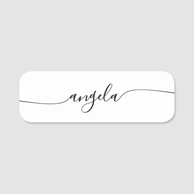 Minimalistiskt glam Center Namnteckning skript Namnbricka (Framsida)