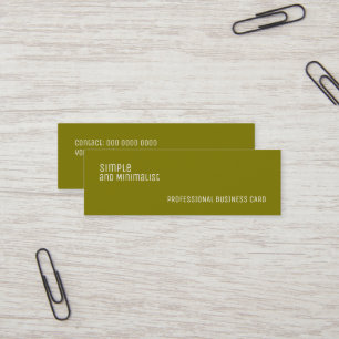 Minimalistiskt glimt enkelt Oliv grönt Färg Mini Visitkort