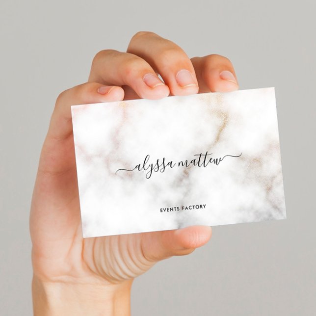 Minimalistiskt Glitter Marble Luxury Namnteckning  Visitkort (Skapare uppladdad)
