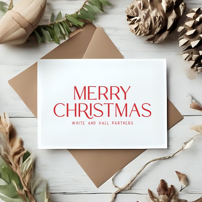 Minimalistiskt God jul Business | Red White Julkort (Skapare uppladdad)