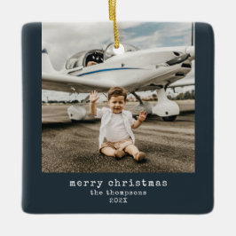 Minimalistiskt God jul-foto Julgransprydnad Keramik