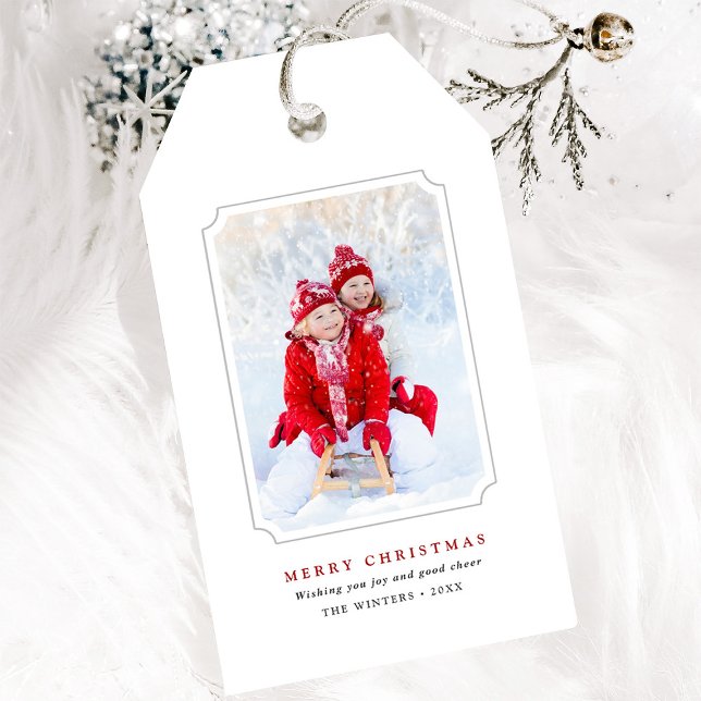 Minimalistiskt God jul Helgdag-foto Presentetikett (Skapare uppladdad)