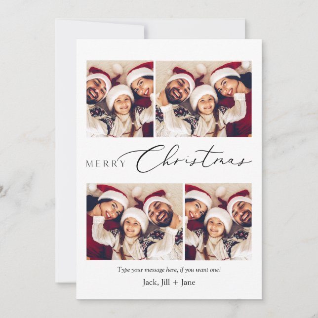 Minimalistiskt God jul-kort med 5 foton Inbjudningar (Framsida)