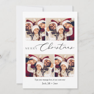 Minimalistiskt God jul-kort med 5 foton Inbjudningar