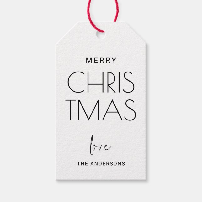 Minimalistiskt God jul | Modern Helgdag-förmån Presentetikett (Framsidan)