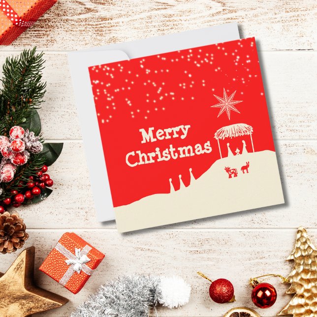 Minimalistiskt God jul-nativitetsscenario Anteckningskort (Skapare uppladdad)