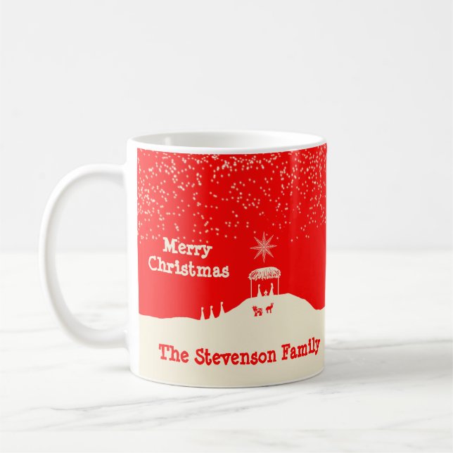 Minimalistiskt God jul-nativitetsscenario Kaffemugg (Vänster)
