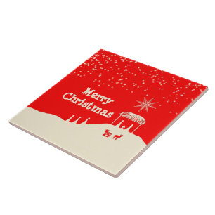 Minimalistiskt God jul-nativitetsscenario Kakelplatta