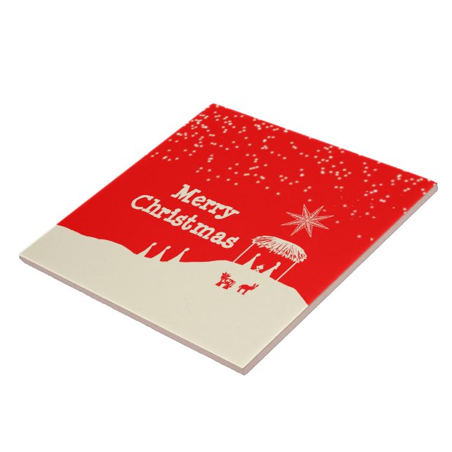 Minimalistiskt God jul-nativitetsscenario Kakelplatta (Sidan)