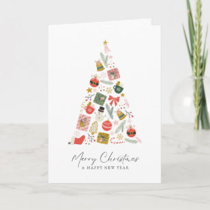 Minimalistiskt God jul och Gott nytt år Träd Kort