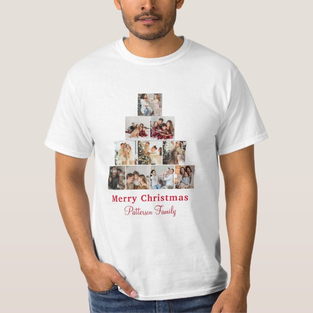Minimalistiskt God jul Photo Collage T-Shirt (Framsida)