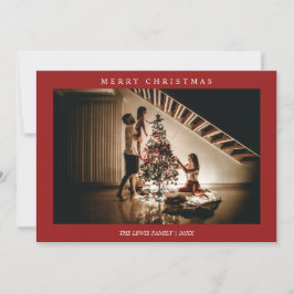 Minimalistiskt God jul Red Photo Julkort