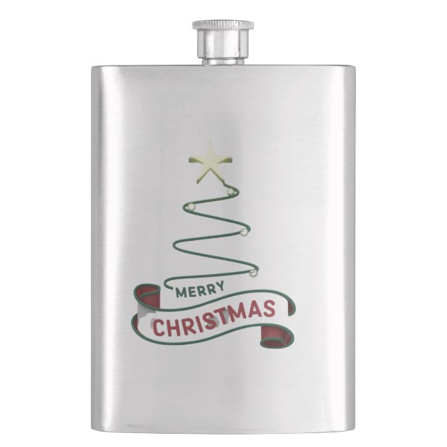 Minimalistiskt God jul Träd med stjärndesign Fickplunta (Framsidan)