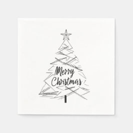 Minimalistiskt God jul Träd Napkins Pappersservett