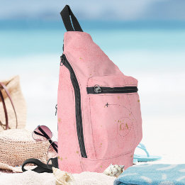 Minimalistiskt Golden Monogram Salmon Rosa Airplan