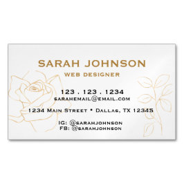 Minimalistiskt Golden Rose och Lämna Magnetiska Visitkort