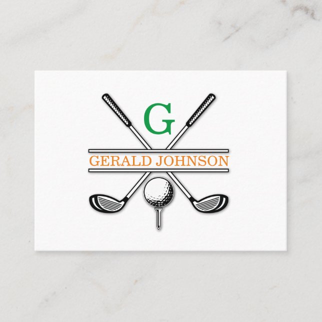Minimalistiskt Golf Monogram Design-Affärskort Visitkort (Framsida)