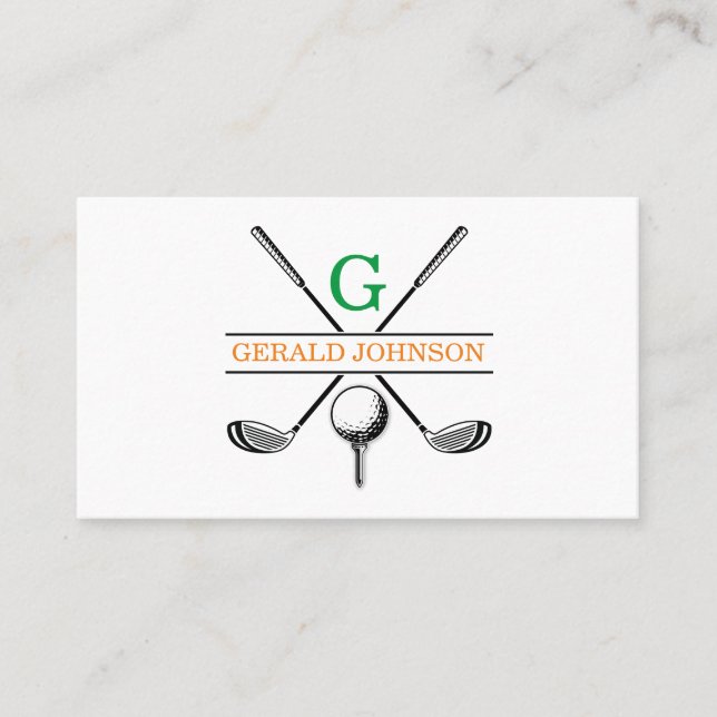 Minimalistiskt Golf Monogram Design-Affärskort Visitkort (Framsida)
