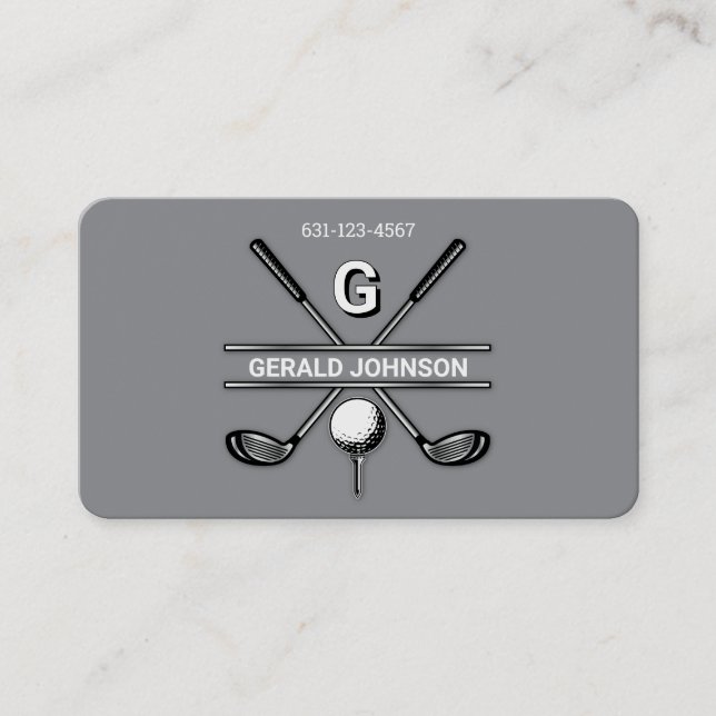 Minimalistiskt Golf Monogram Design-Affärskort Visitkort (Framsida)