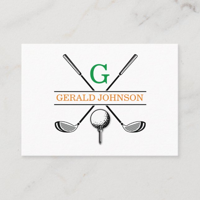 Minimalistiskt Golf Monogram Design-Affärskort Visitkort (Framsida)