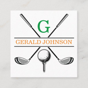Minimalistiskt Golf Monogram design Square Busines Fyrkantigt Visitkort
