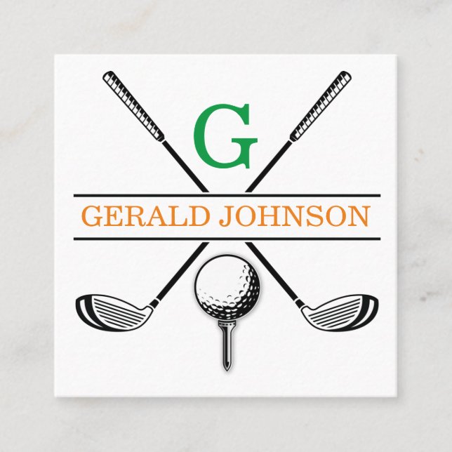 Minimalistiskt Golf Monogram design Square Busines Fyrkantigt Visitkort (Framsida)