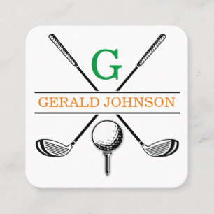Minimalistiskt Golf Monogram design Square Busines Fyrkantigt Visitkort