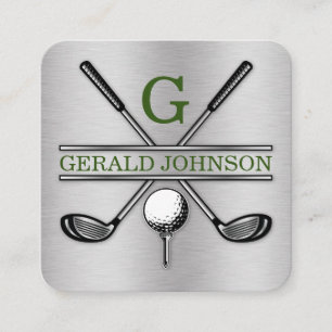 Minimalistiskt Golf Monogram Square-Affärskort Fyrkantigt Visitkort