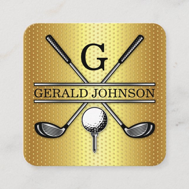 Minimalistiskt Golf Monogram Square-Affärskort Fyrkantigt Visitkort (Framsida)
