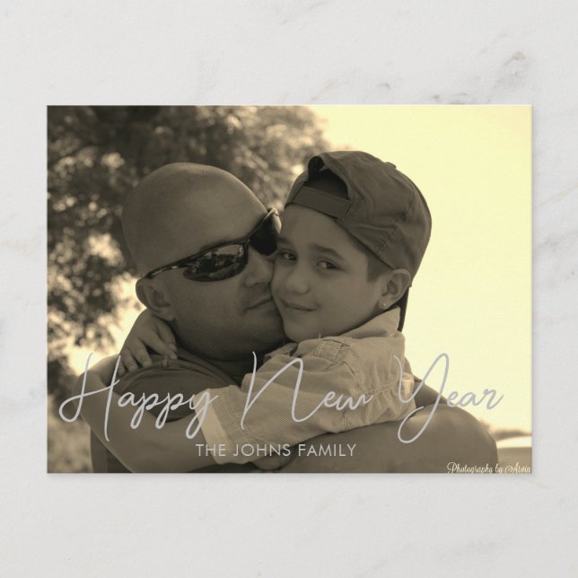 Minimalistiskt Gott nytt år 2023 Sepia-vykort Vykort (Framsida)